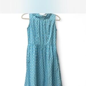 Vintage Charming Blue Floral Sleeveless 50’s Retro Dress